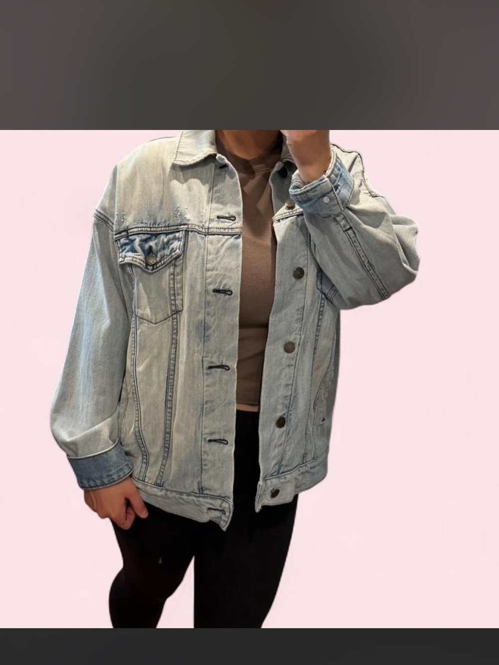 Free People Light Wash Denim Jacket